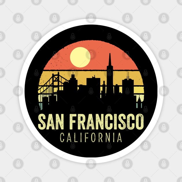 San Francisco California Vintage Sunset Magnet by DetourShirts